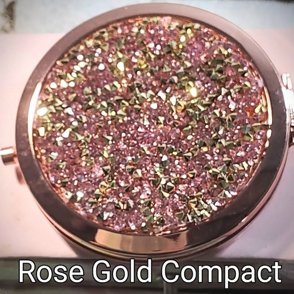 Sparkling Rose Gold Compact Makeup Mirror - Picture 3 of 11